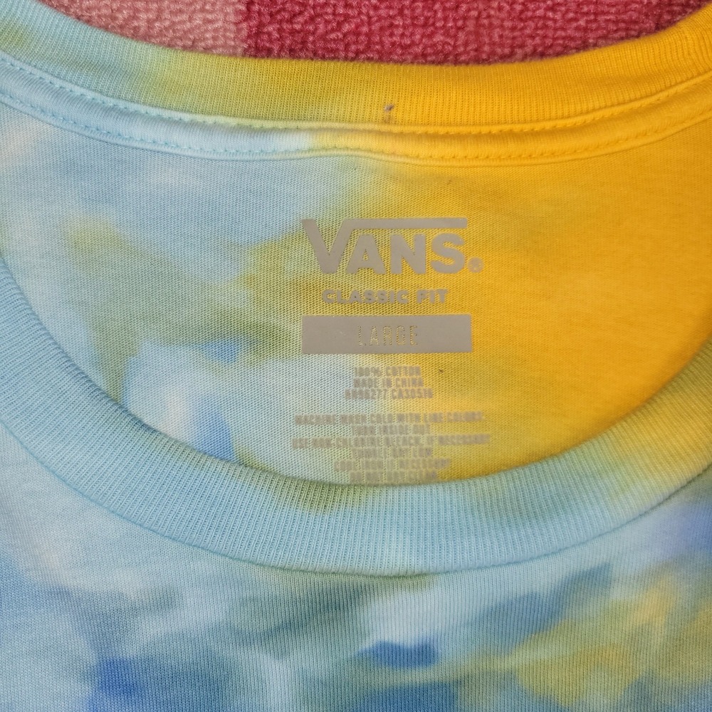 Vans Checkers Fresh Pear Tie Dye T-Shirt Mens Large Blue Yellow Fruit‎ Puns Tee - Picture 4 of 6